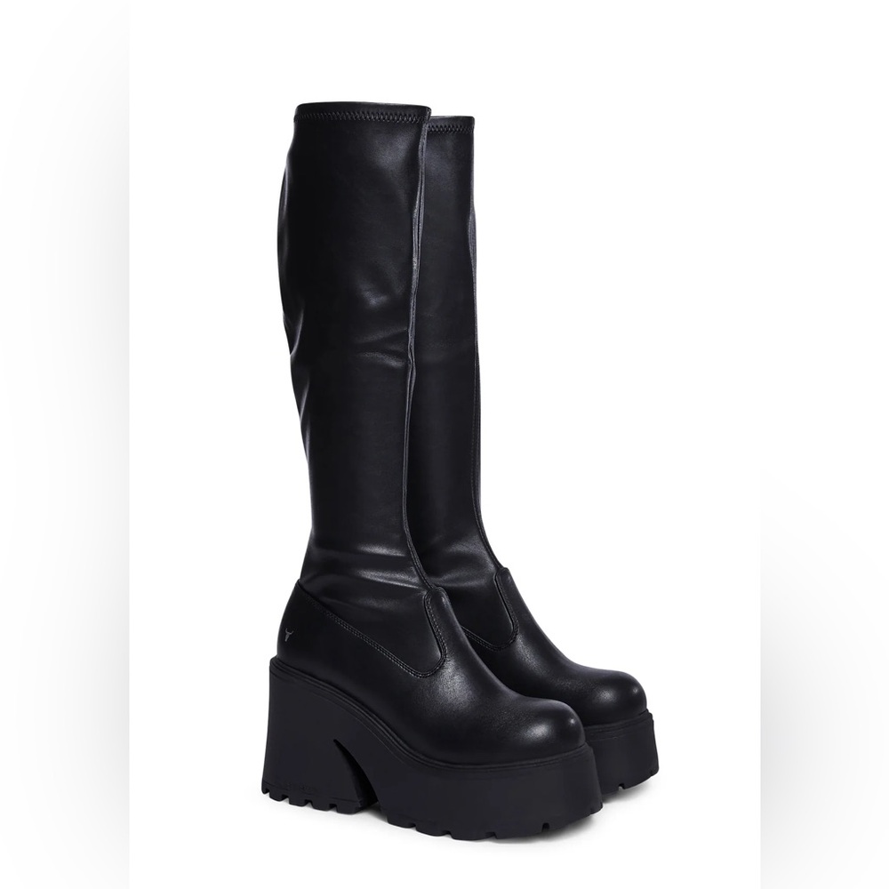 FUSE BLACK STRETCH KNEE HIGH BOOTS WINDSOR SMITH